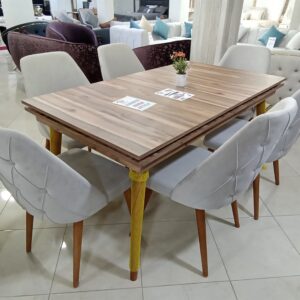 TABLE DE SALLE À MANGER + 6 CHAISES (L=1,61m x l=90cm)