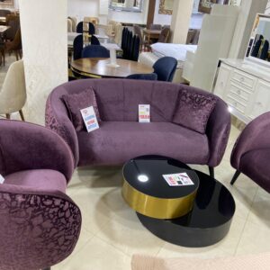 SALON TURQUE 2 PLACES + 2 FAUTEUILS ET 1 TABLE BASSE DE SALON (L=1,70m x l=90cm)